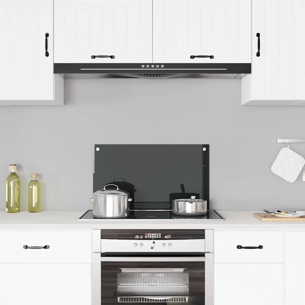 vidaXL Kitchen Backsplash Black 70 x 40 cm Tempered Glass