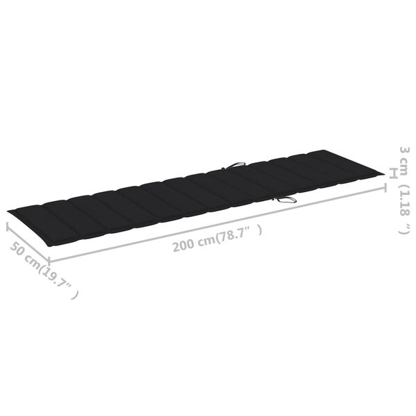 vidaXL Sun Lounger with Black Cushion Solid Teak Wood