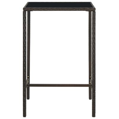 vidaXL Garden Bar Table Brown 70x70x110 cm Poly Rattan and Glass