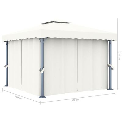 vidaXL Gazebo with Curtain 3x3 m Cream White Aluminium