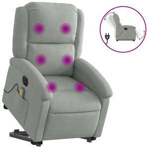 vidaXL Electric Stand up Massage Recliner Chair Light Grey Velvet
