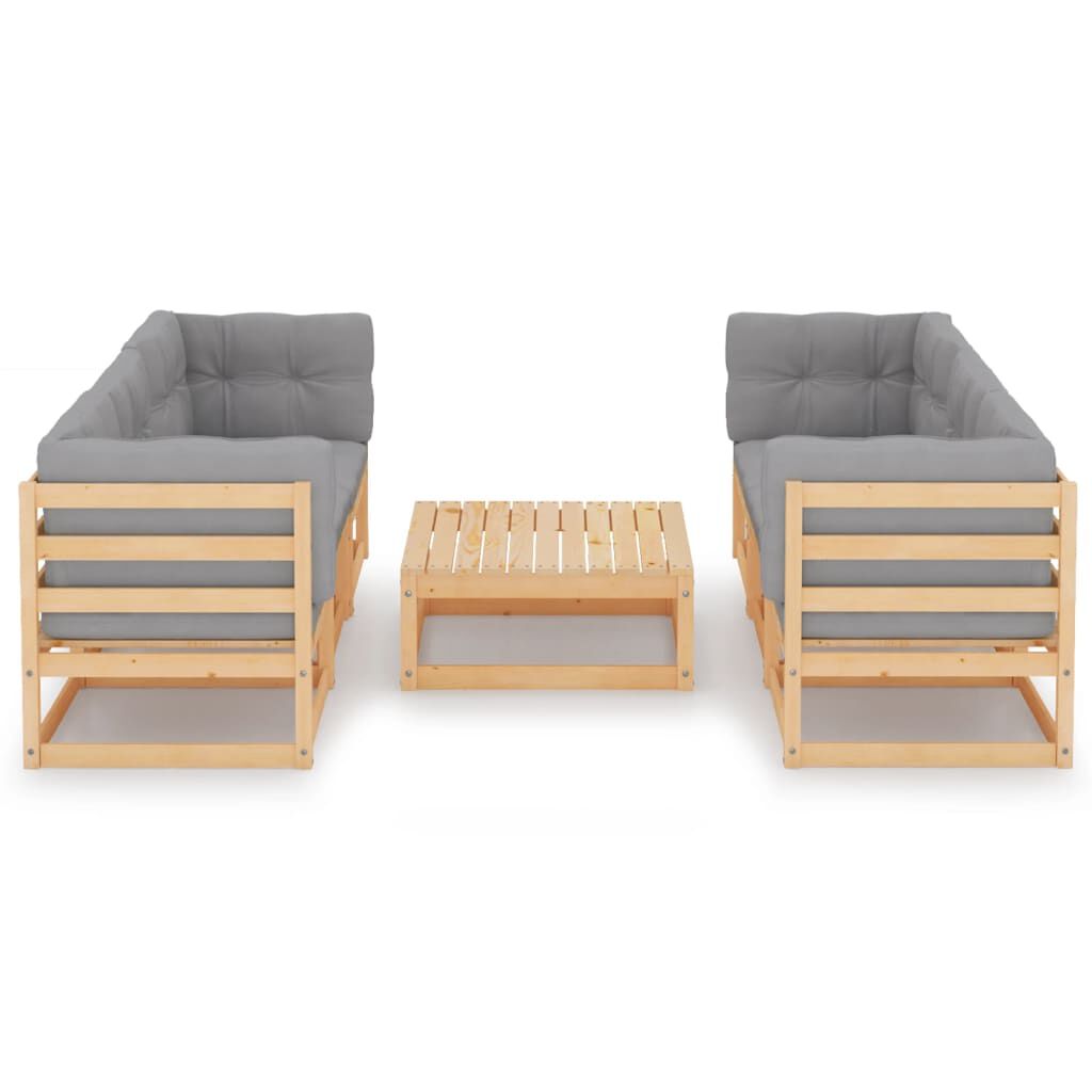 vidaXL 7 Piece Garden Lounge Set with Cushions Solid Pinewood