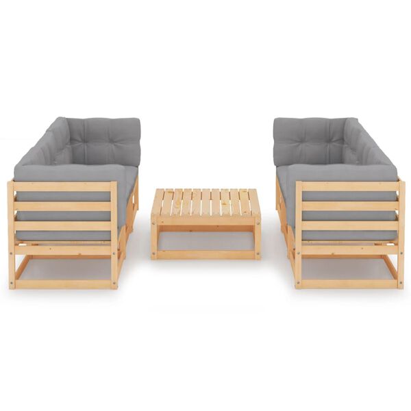 vidaXL 7 Piece Garden Lounge Set with Cushions Solid Pinewood