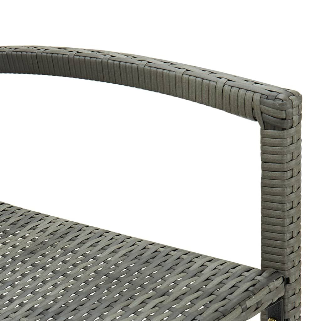 vidaXL Bar Stools 2 pcs Grey Poly Rattan