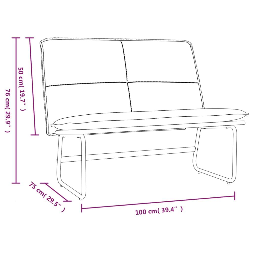 vidaXL Bench Black 100x75x76 cm Faux Leather