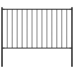 vidaXL Fence Panel with Posts Powder-coated Steel 1.7x1.25 m Black