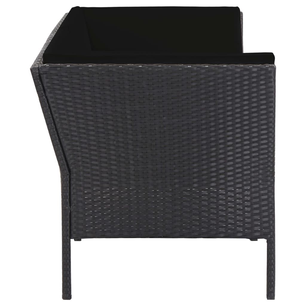 vidaXL 6 Piece Garden Lounge Set with Cushions Poly Rattan Black
