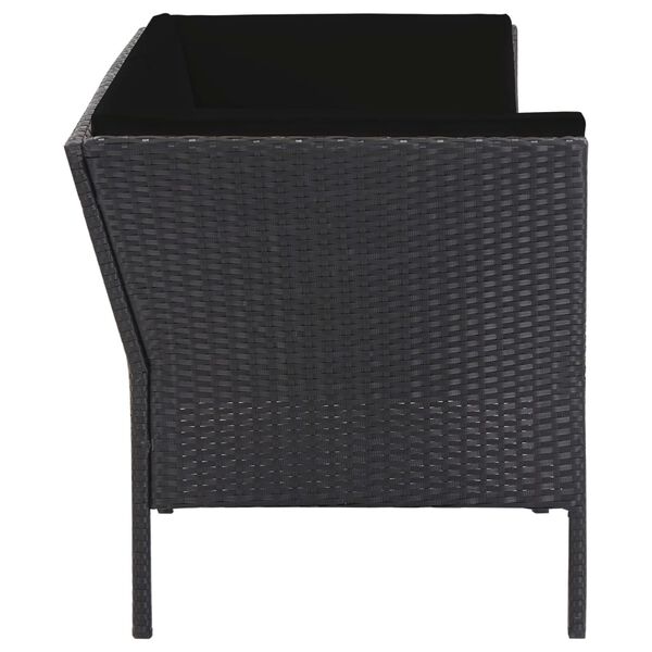 vidaXL 6 Piece Garden Lounge Set with Cushions Poly Rattan Black