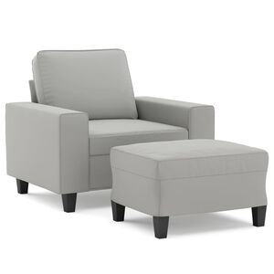 vidaXL Sofa Chair with Footstool Light Grey 60 cm Microfibre Fabric