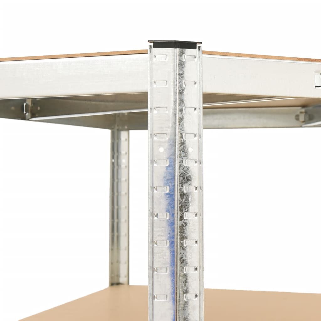 vidaXL 5-Layer Heavy-duty Corner Shelf Silver Steel&Engineered Wood