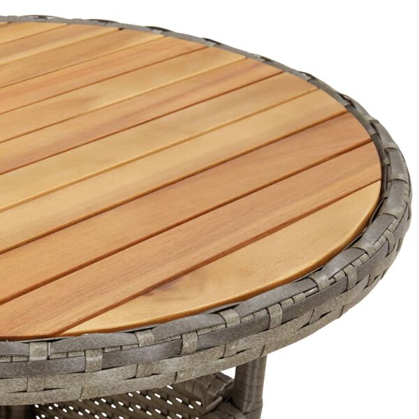 vidaXL Garden Table Ø60x75 cm Acacia Wood and Poly Rattan Grey