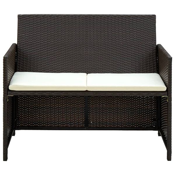 vidaXL 4 Piece Garden Lounge with Cushions Set Poly Rattan Brown
