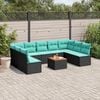 vidaXL 10 Piece Garden Sofa Set with Cushions Black Poly Rattan