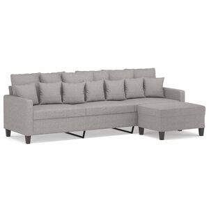 vidaXL 3-Seater Sofa with Footstool Light Grey 210 cm Fabric