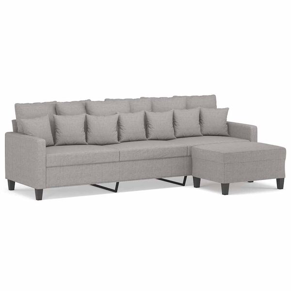 vidaXL 3-Seater Sofa with Footstool Light Grey 210 cm Fabric