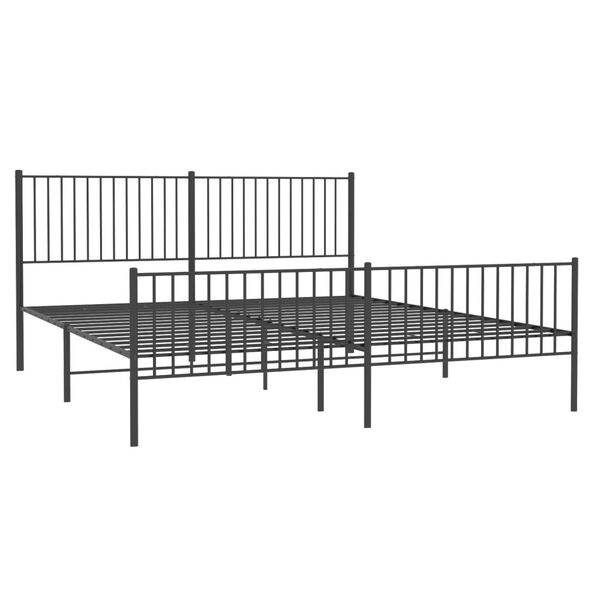 vidaXL Metal Bed Frame without Mattress with Footboard Black 193x203cm