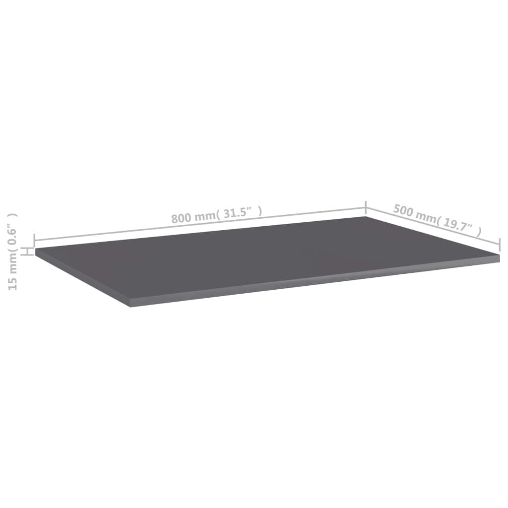 vidaXL Bookshelf Boards 4 pcs High Gloss Grey 80x50x1.5 cm Engineered Wood