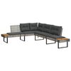 vidaXL 2 Piece Garden Sofa Set with Cushions Grey Poly Rattan and Acacia