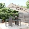vidaXL 7 Piece Garden Bar Set with Cushions Grey Poly Rattan