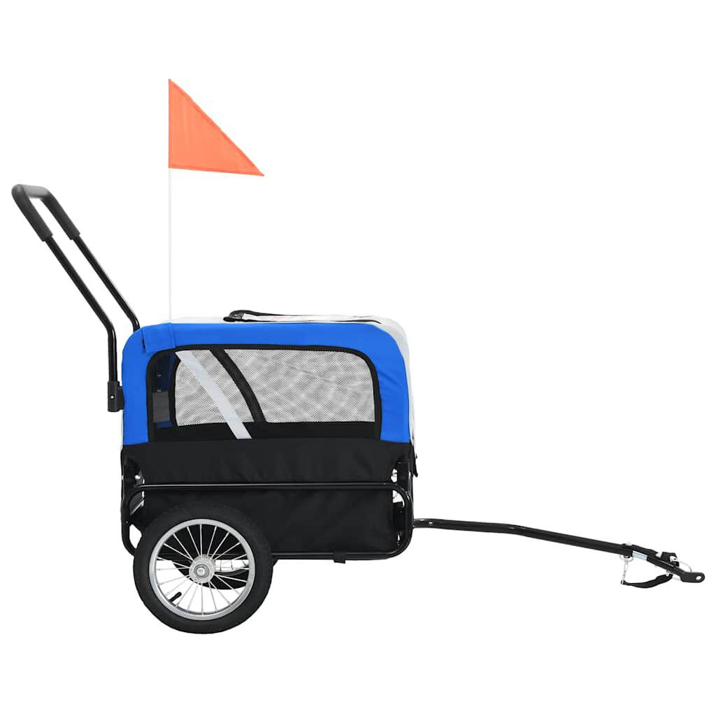 vidaXL 2-in-1 Pet Bike Trailer & Jogging Stroller Grey and Blue