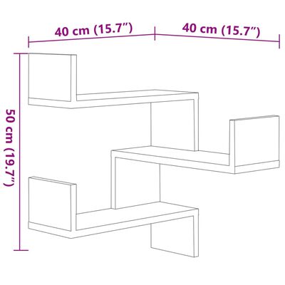 vidaXL Wall Corner Shelves 2 pcs Smoked Oak 40x40x50 cm Engineered Wood