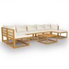vidaXL 8 Piece Garden Lounge Set with Cushion Cream Solid Acacia Wood