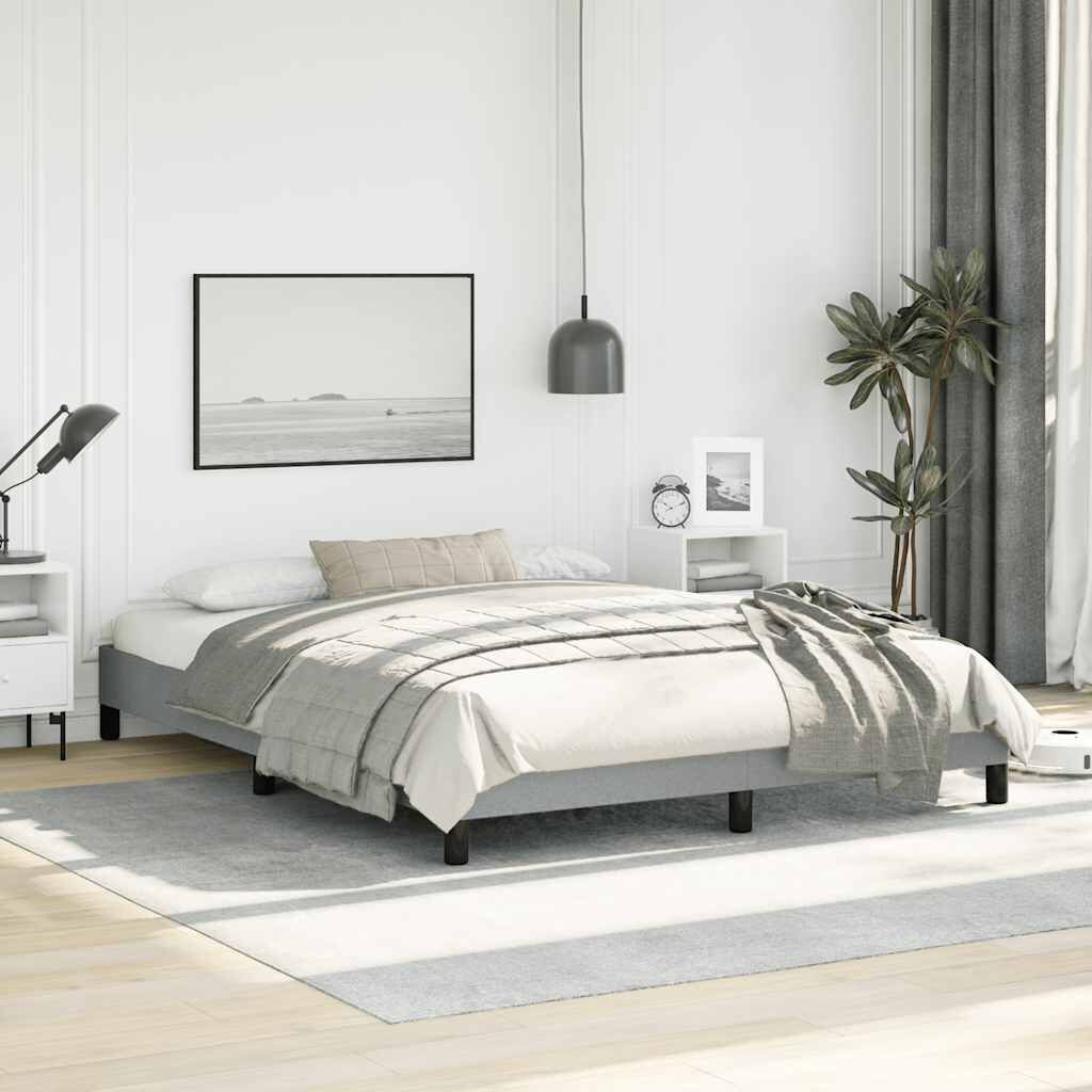 vidaXL Bed Frame without Mattress Light Grey 152x203 cm Queen Fabric