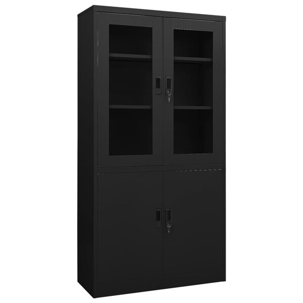 vidaXL Office Cabinet Black 90x40x180 cm Steel
