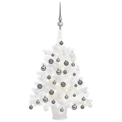 vidaXL Artificial Pre-lit Christmas Tree with Ball Set White 65 cm