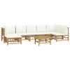 vidaXL 8 Piece Garden Lounge Set with Cream White Cushions Bamboo