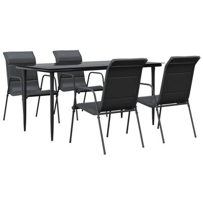 vidaXL 5 Piece Garden Dining Set Black Steel and Textilene