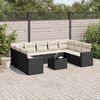 vidaXL 10 Piece Garden Sofa Set with Cushions Black Poly Rattan