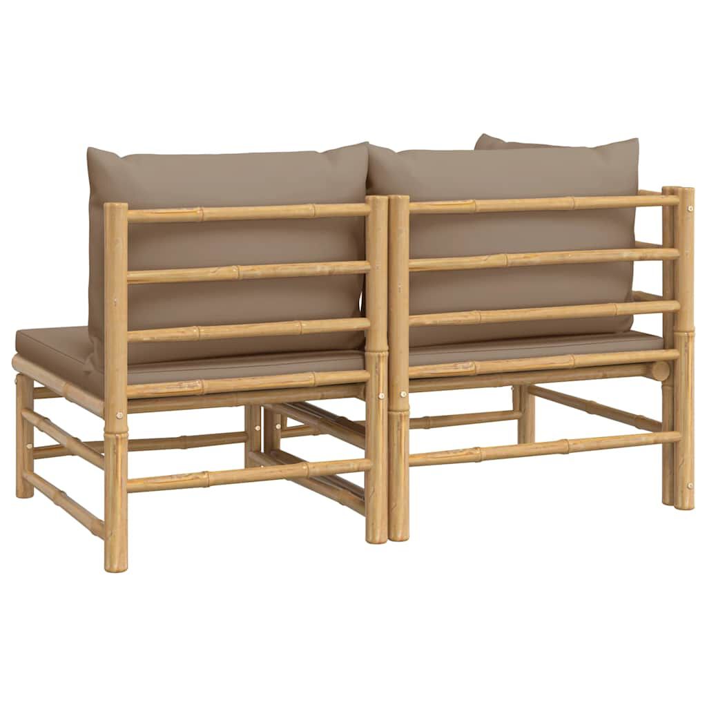 vidaXL 2 Piece Garden Lounge Set with Taupe Cushions Bamboo