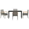 vidaXL Garden Dining Set with Cushion 5 pcs Grey and Black Rattan