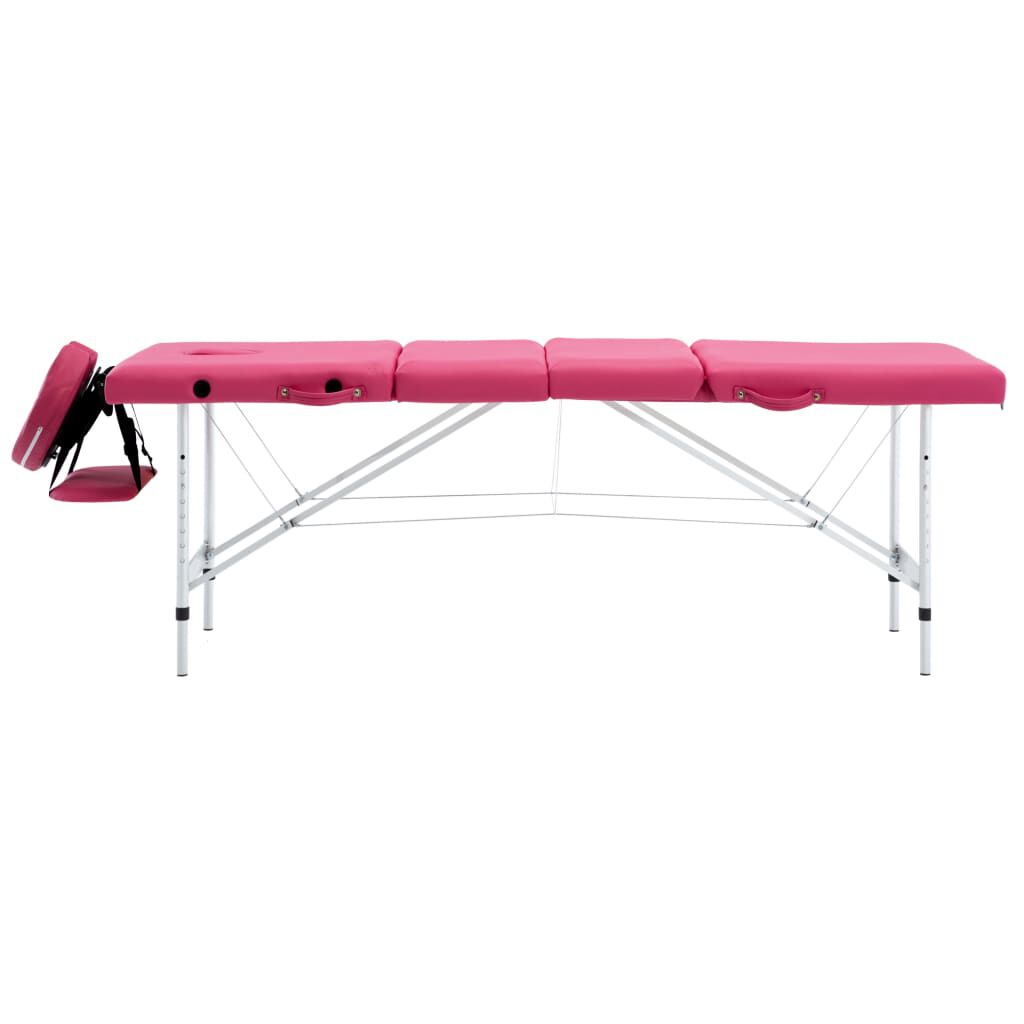 vidaXL Foldable Massage Table 4 Zones Aluminium Pink