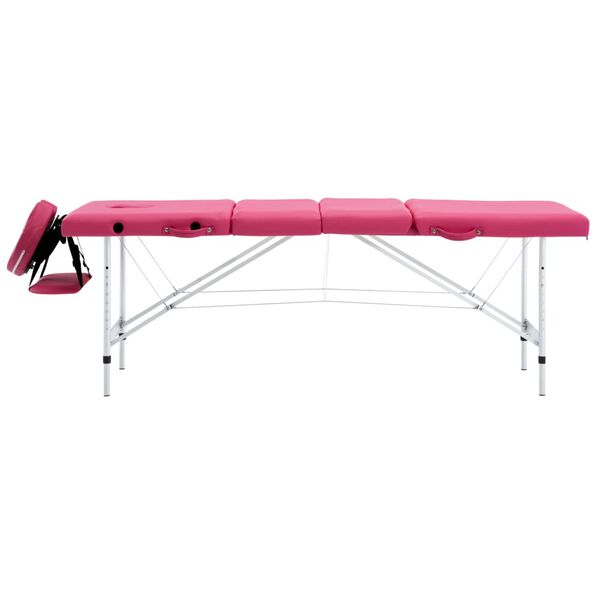vidaXL Foldable Massage Table 4 Zones Aluminium Pink