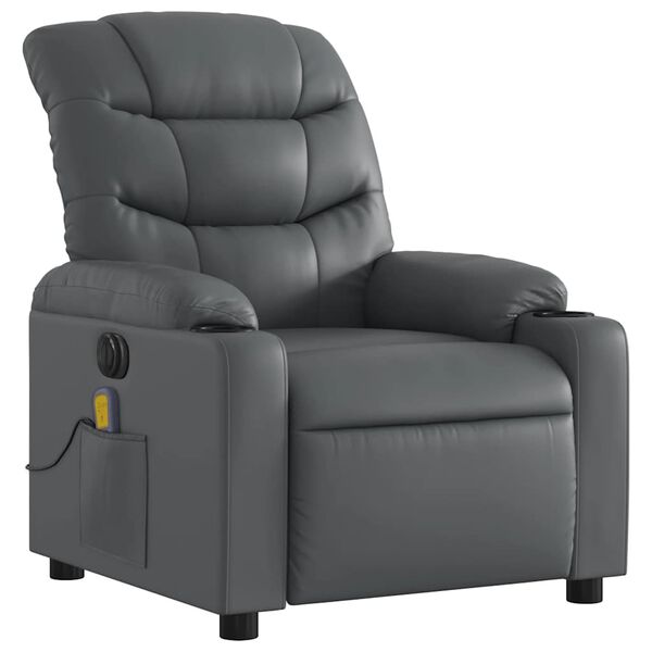 vidaXL Electric Massage Recliner Chair Grey Faux Leather