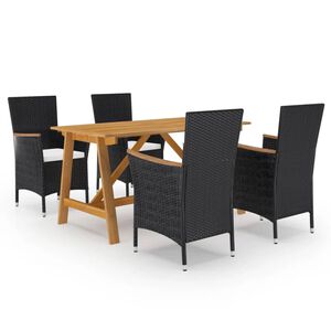 vidaXL 5 Piece Garden Dining Set Black