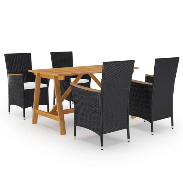 vidaXL 5 Piece Garden Dining Set Black