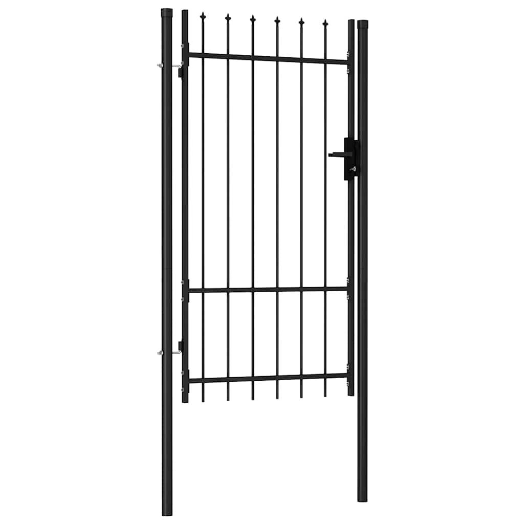vidaXL Fence Gate Single Door with Spike Top Steel 1x1.75 m Black