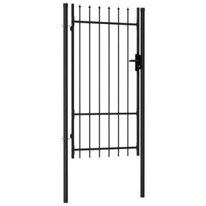 vidaXL Fence Gate Single Door with Spike Top Steel 1x1.75 m Black