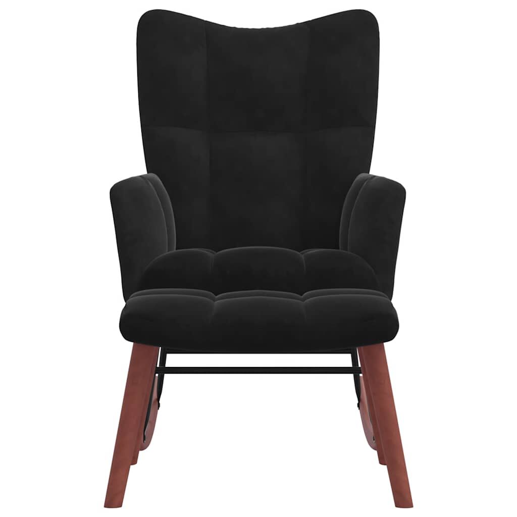vidaXL Rocking Chair with a Stool Black Velvet