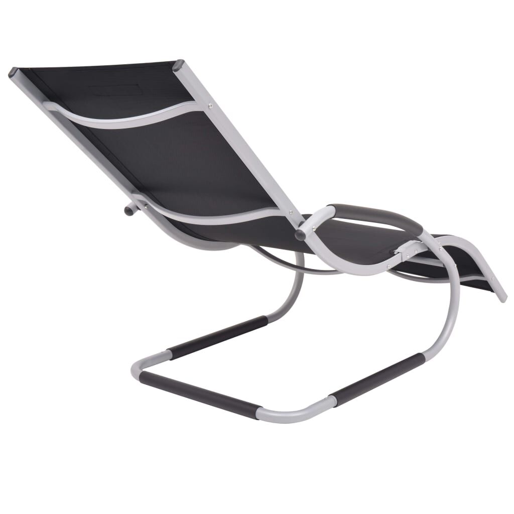 vidaXL Sun Lounger with Pillow Aluminium and Textilene Black