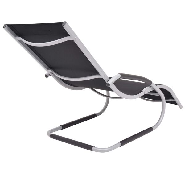 vidaXL Sun Lounger with Pillow Aluminium and Textilene Black