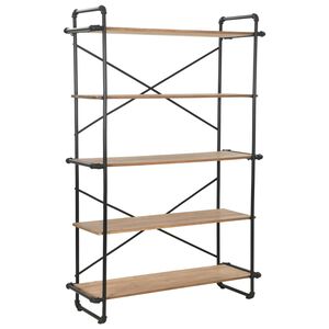 vidaXL Bookcase Solid Firwood and Steel 120x42x180 cm