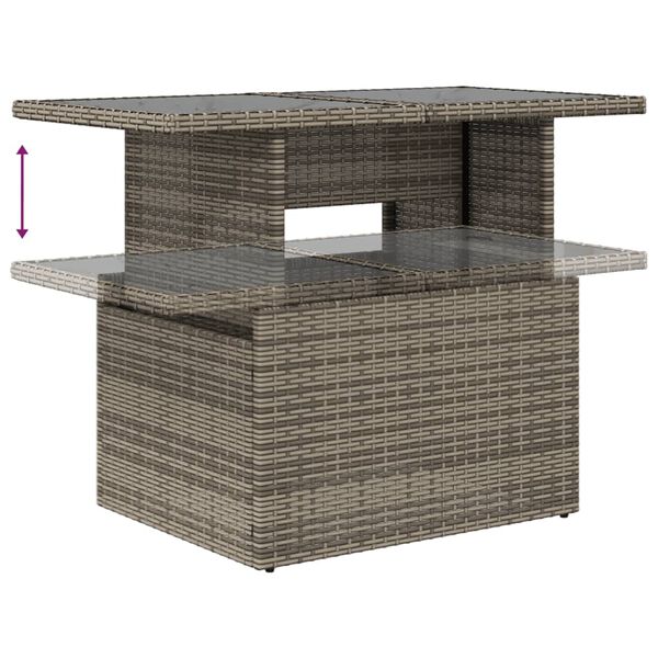 vidaXL 9 Piece Garden Sofa Set with Cushions Grey Poly Rattan