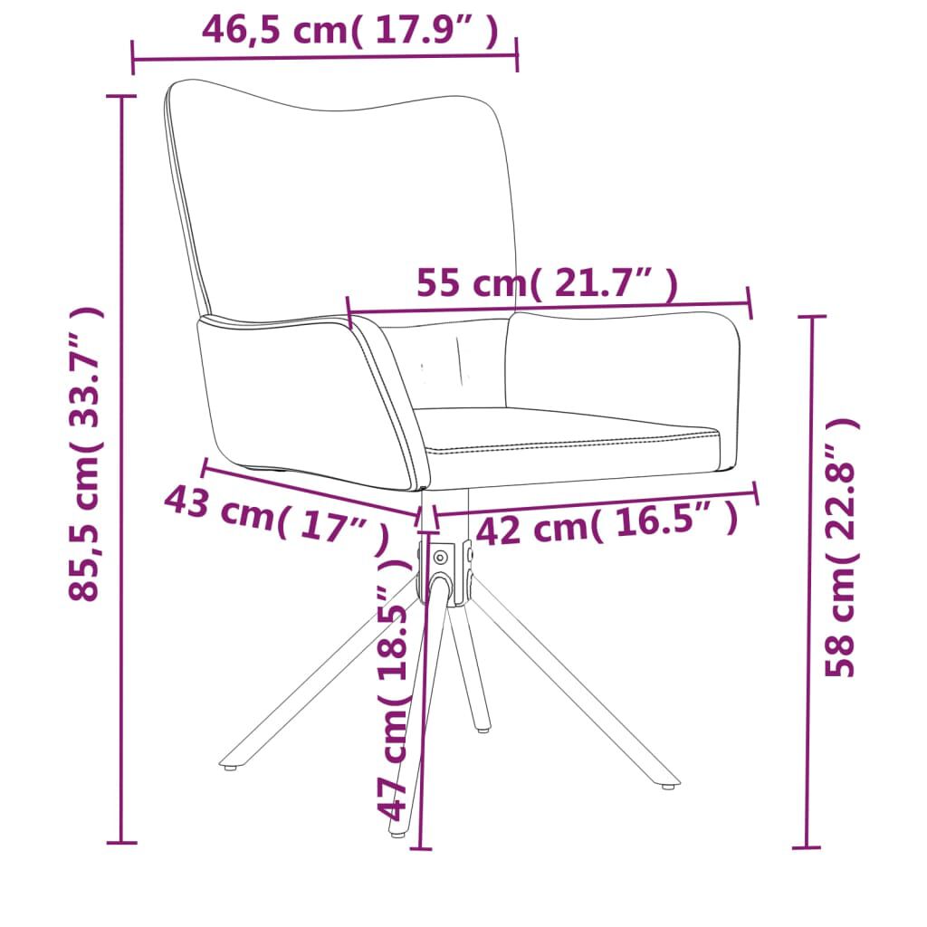 vidaXL Swivel Dining Chairs 2 pcs Dark Grey Velvet