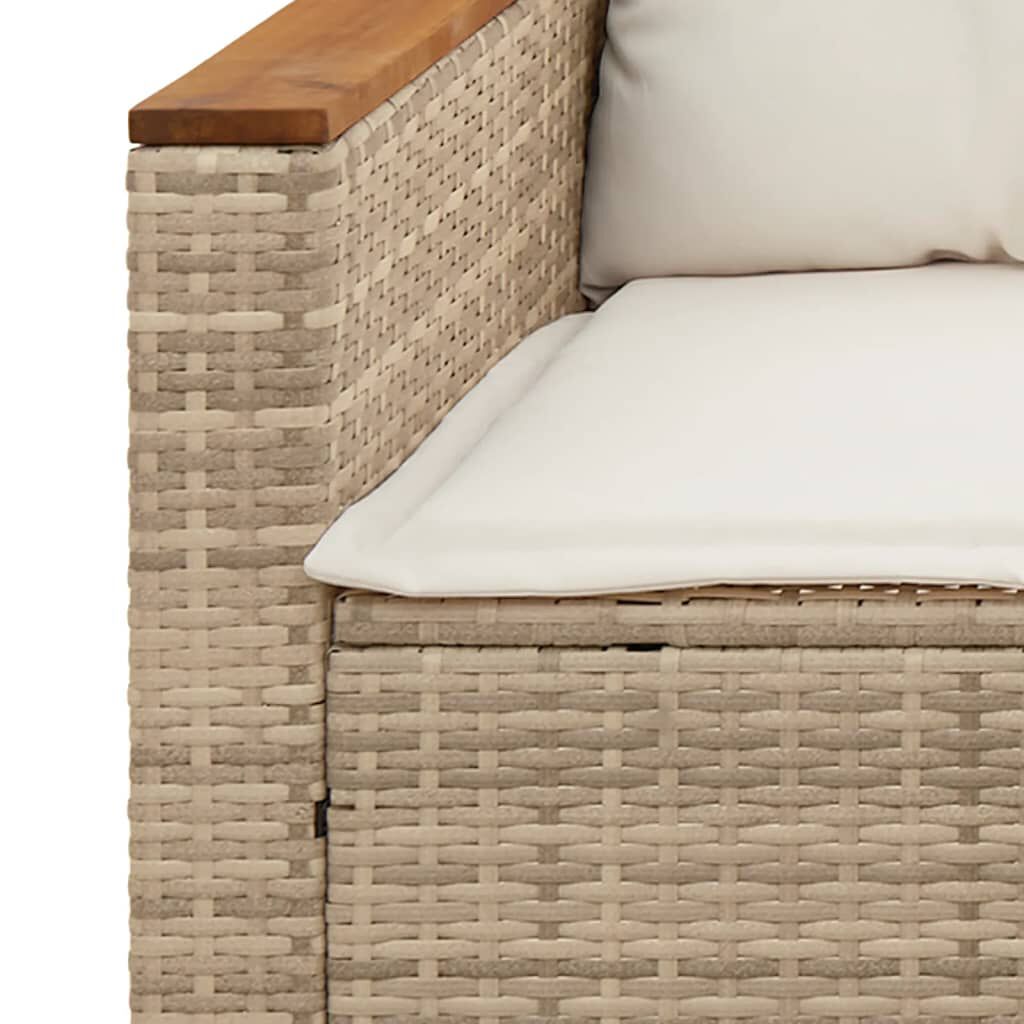 vidaXL Garden Sofa with Cushions 3-Seater Beige Poly Rattan