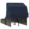 vidaXL Double Sun Lounger with Canopy and Cushions Grey Poly Rattan