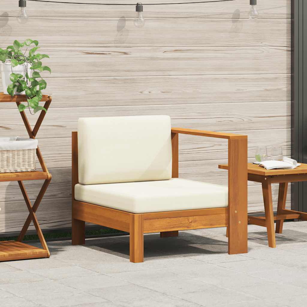 vidaXL Middle Sofa with 1 Armrest Cream White Solid Acacia Wood